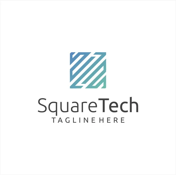 Square Tech Logo Design Image Vectorielle Cube Tech Logo Line — Image vectorielle