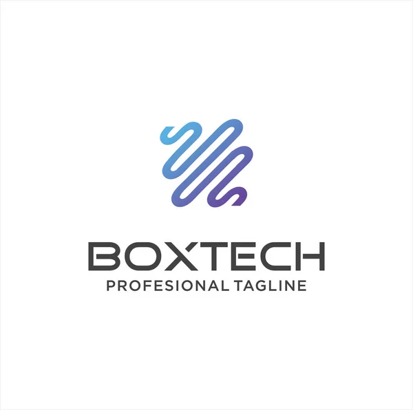 Abstract Box Tech Logo Line Design Arte Colorido Modelo Ícone — Vetor de Stock