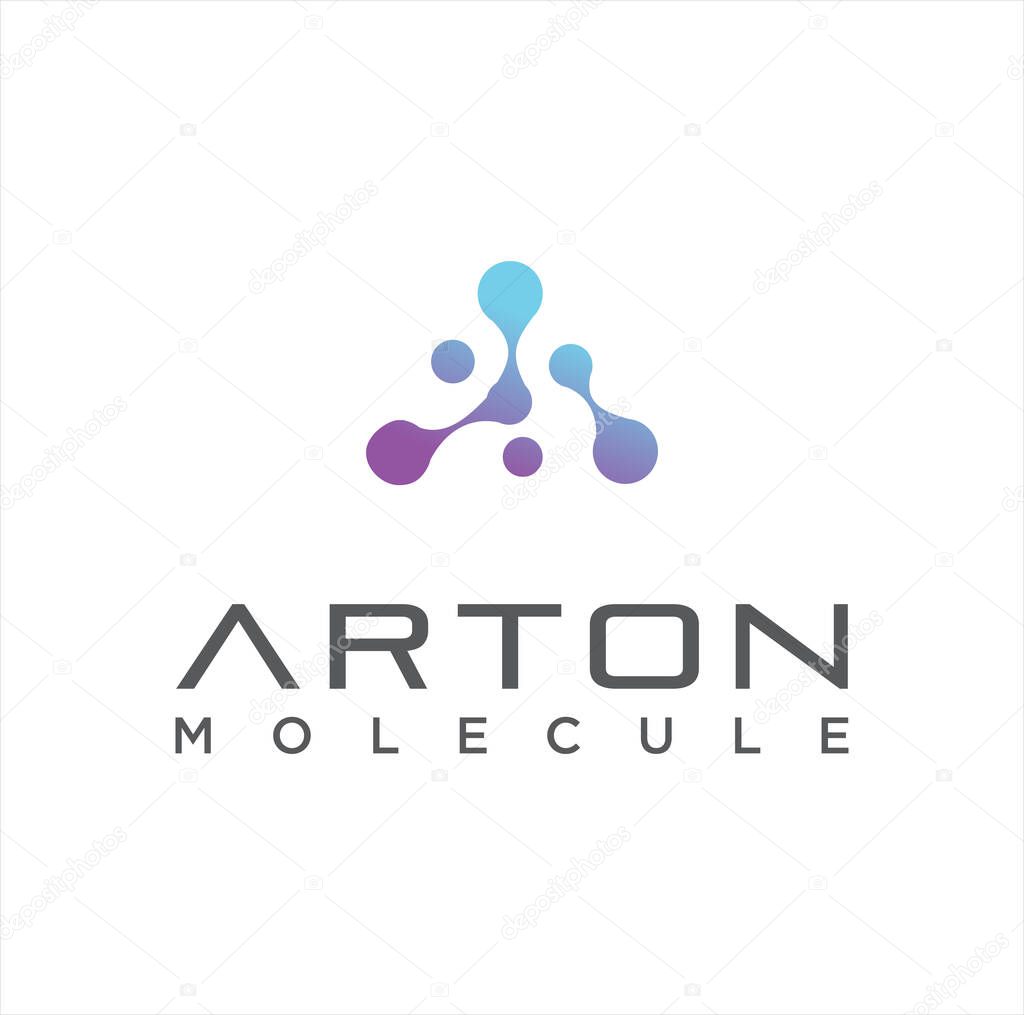 Letter A Molecule Logo Vector Stock. Alphabet A Logo Molecular connection. science innovation logotype. Initial A Logo Neurons networking medical icon. Scientific laboratory, nano technology