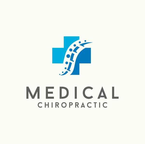 Spine Cross Logo Clinic Medicine Chiropractic Backbone Health Design Vector — Stock Vector