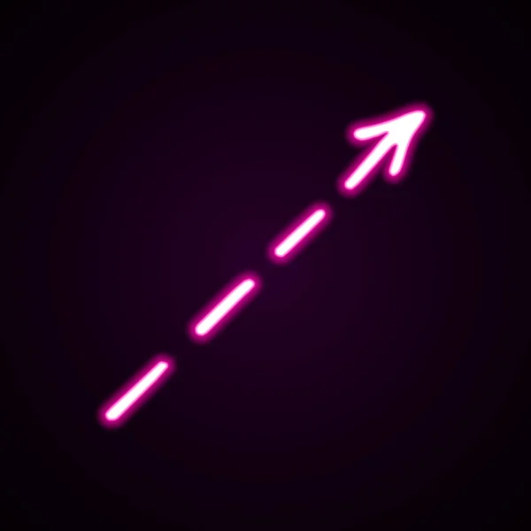 霓虹灯粉色笔直点缀箭头矢量图标 黑色背景指针的手绘向量图 — 图库矢量图片