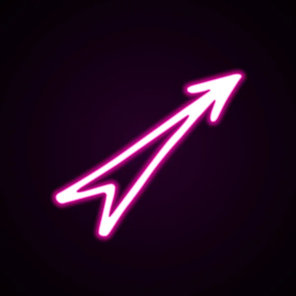 Neon Roze Rechte Pijl Vector Pictogram Handgetekende Vectorillustratie Van Een — Stockvector
