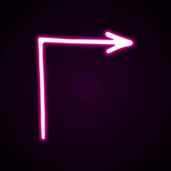 Neon Rosa Drehen Rechts Pfeil Vektor Symbol Handgezeichnete Vektorillustration Eines — Stockvektor