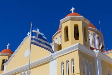 Sitia, Yunanistan - 13 Ağustos 2020 - Yunanistan 'ın Sitia kentindeki ünlü Aziz Ekaterini Kilisesi (Agia Ekaterini)