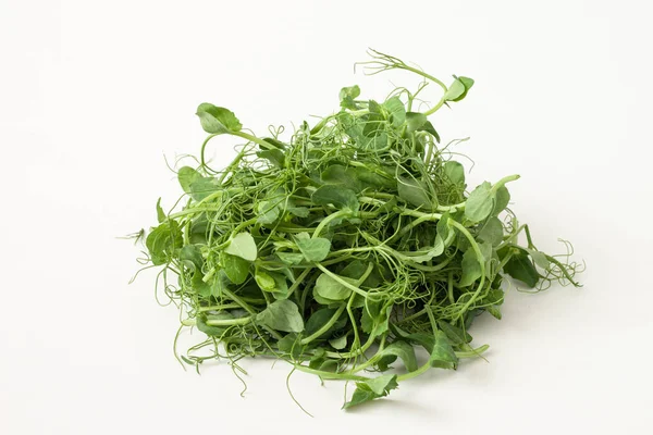 Jonge Kiemen Van Erwten Micro Greens Witte Achtergrond Gezond Eten — Stockfoto