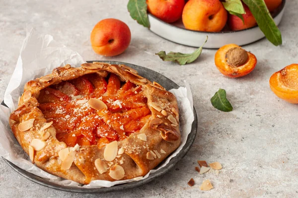 Apricot Galette Pie Cake Almond Summer Food — Stock Photo, Image