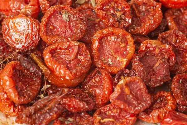 Tomates Cereja Secos Sol Com Azeite Ervas — Fotografia de Stock