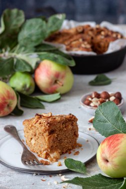Tarçınlı ve fındıklı ev yapımı elmalı turta.