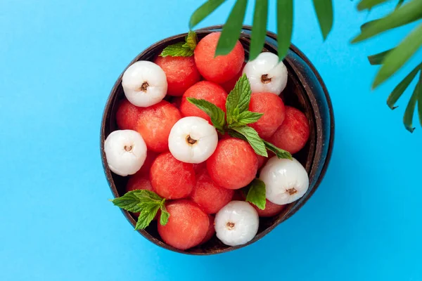 Salade Fruits Avec Pastèque Litchi — Photo