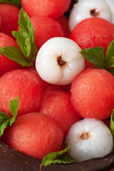 Salade Fruits Avec Pastèque Litchi — Photo