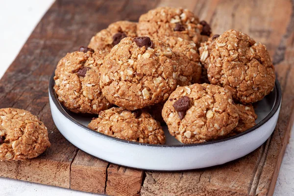 Homemade Oatmeal Cookies Wooden Board Healthy Food — Stock Photo, Image