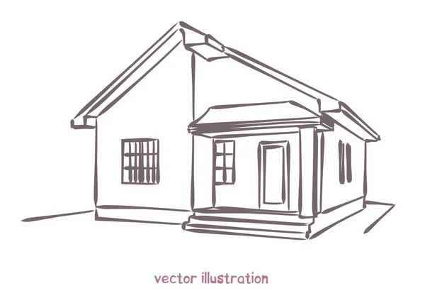 Bosquejo Casa Individual Ilustración Aislada Vectorial Para Diseño Sobre Fondo — Vector de stock