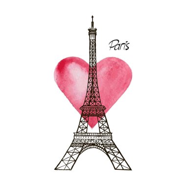 Eyfel Kulesi arka planda kalp.
