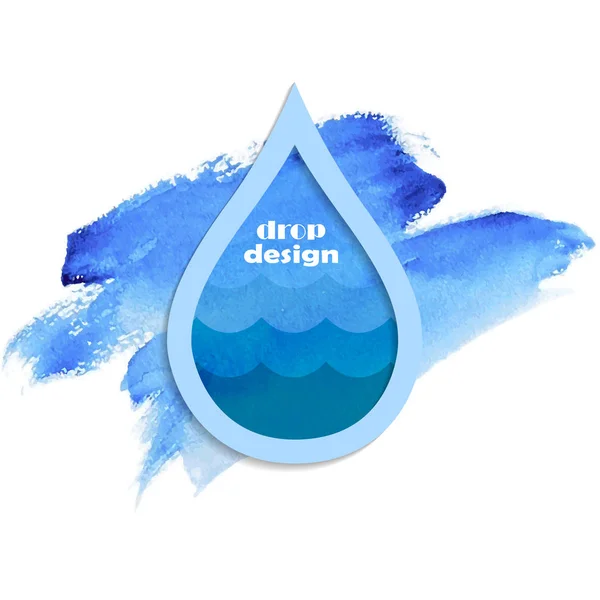 Ilustración Vectorial Una Sola Gota Agua Azul Brillante — Vector de stock