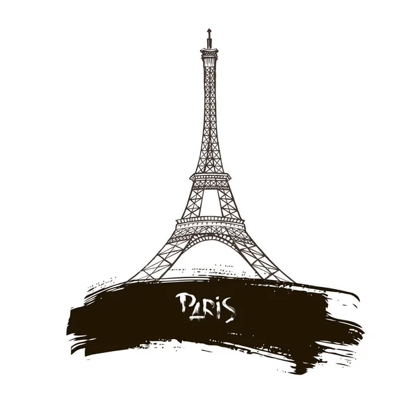 Eiffel Tower Siyah Siluet Vektör Çizim — Stok Vektör