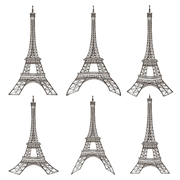 Conjunto Torre Eiffel Vetor — Vetor de Stock