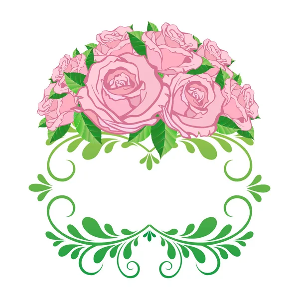 Tender Graceful Floral Vignette Retro Style Made Pastel Tones — Stock Vector