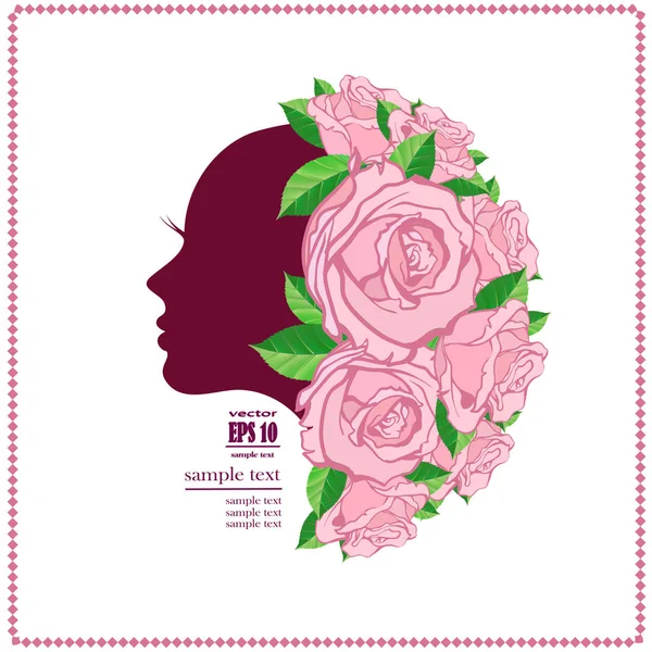 Womans Rosto Folhas Flores Logo Concept Para Salões Beleza Spa — Vetor de Stock