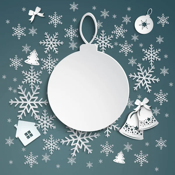 Kerstmis Achtergrond Met Boom Bell Decoratie Element Vectorillustratie — Stockvector
