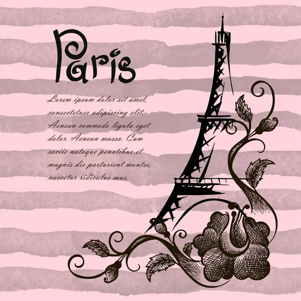 Romantischer Hintergrund Mit Eiffelturm Vektorillustration — Stockvektor