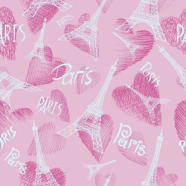 Paris - Eyfel Kulesi sembolleri ile romantik sorunsuz arka plan.