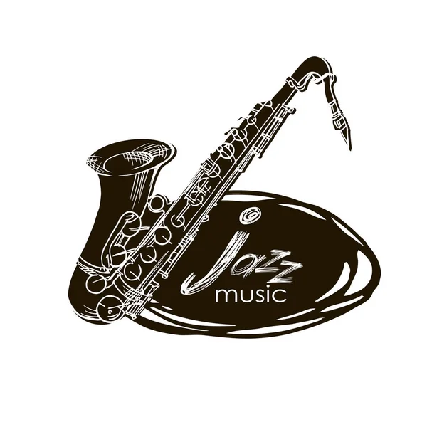 Saxophone Doodle Schizzo Disegnato Mano Illustrazione Vettoriale — Vettoriale Stock