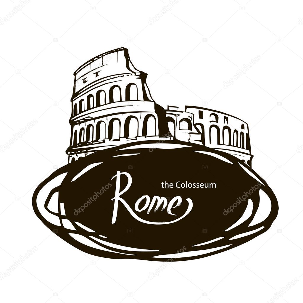 Colosseum vector illustration rome ancient landmark