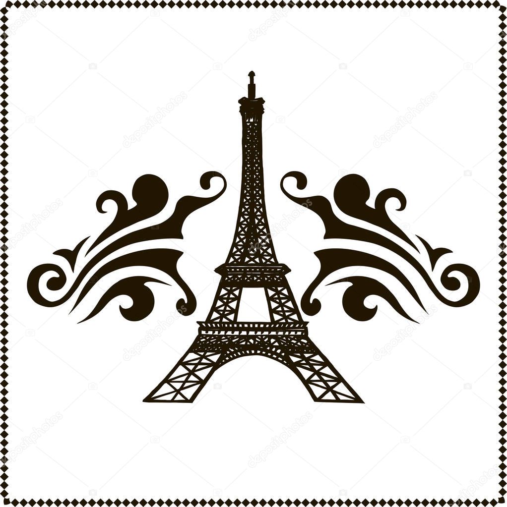 Eiffel tower in Paris. Isolated on white background. Vector EPS10.
