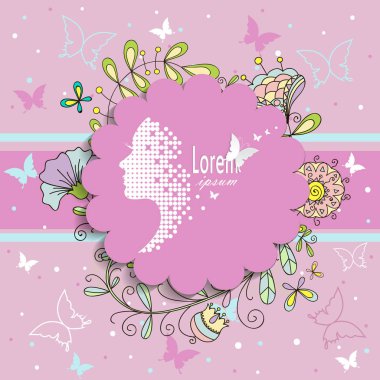 Güzel saçlı kadının siluet vektör çizim