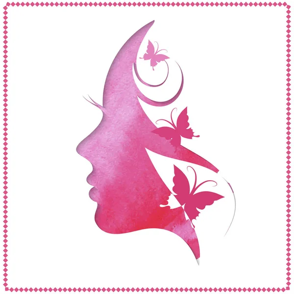 Illustration Vectorielle Silhouette Femme Avec Beaux Cheveux — Image vectorielle