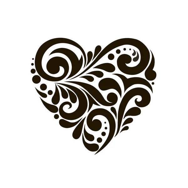 Vzorovaná Srdce Černá Bílá Samostatný Obrázek Láska — Stockový vektor