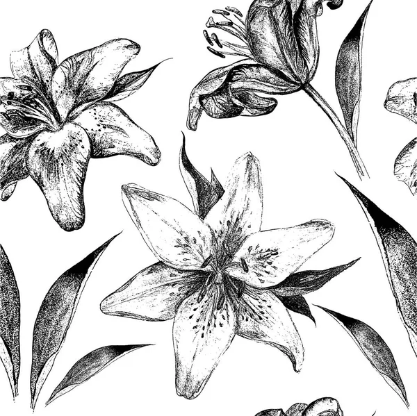 Nahtloses Muster Mit Lilienblüten — Stockvektor