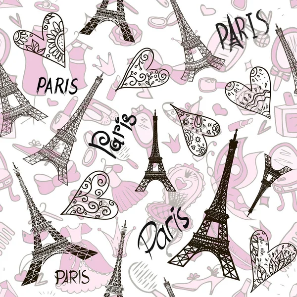 Paris Tower Seamless Pattern — Stock Vector