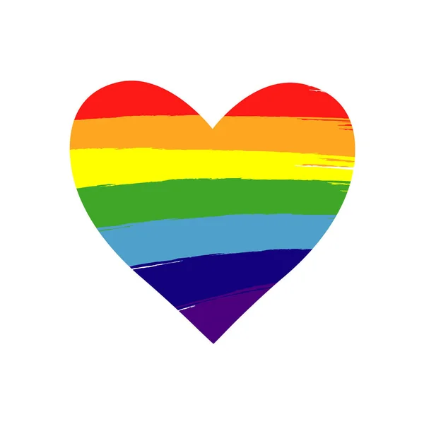 Meleg Büszkeség Zászló Színekkel Festett Szív Alakú Vektor Rainbow Lmbt — Stock Vector