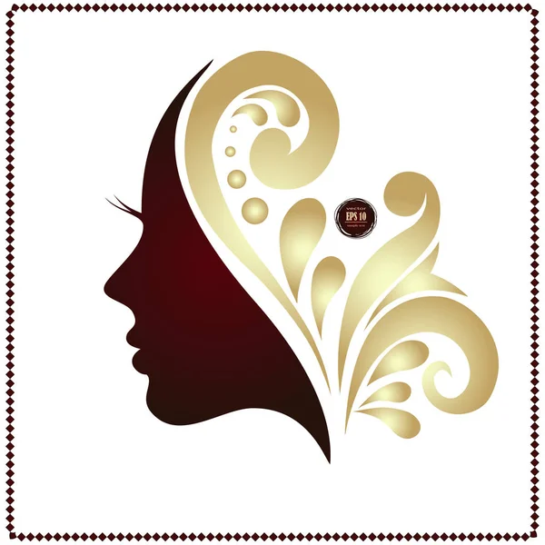 Belle Silhouette Féminine Profil — Image vectorielle