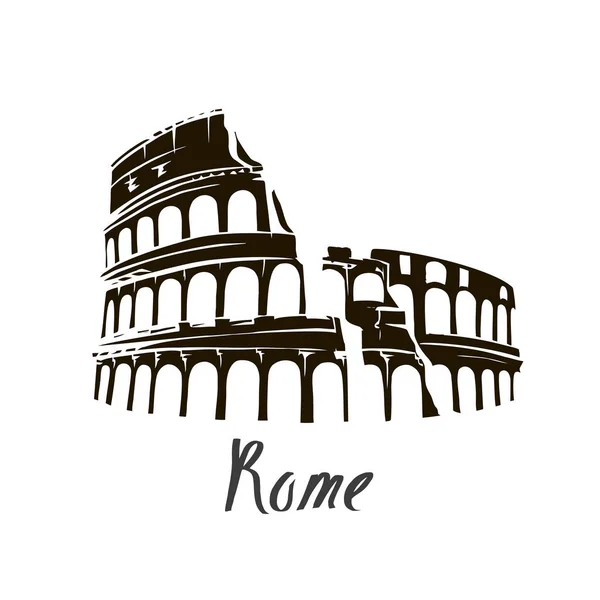 Coliseo Roma Ícono Italia Vector — Archivo Imágenes Vectoriales