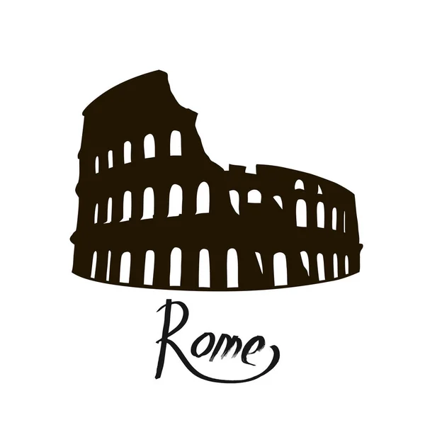 Coliseo Roma Italia Aislado Sobre Fondo Blanco — Vector de stock