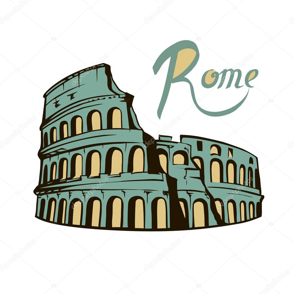 Colosseum in Italy icon in cartoon style isolated on white background. Countries symbol