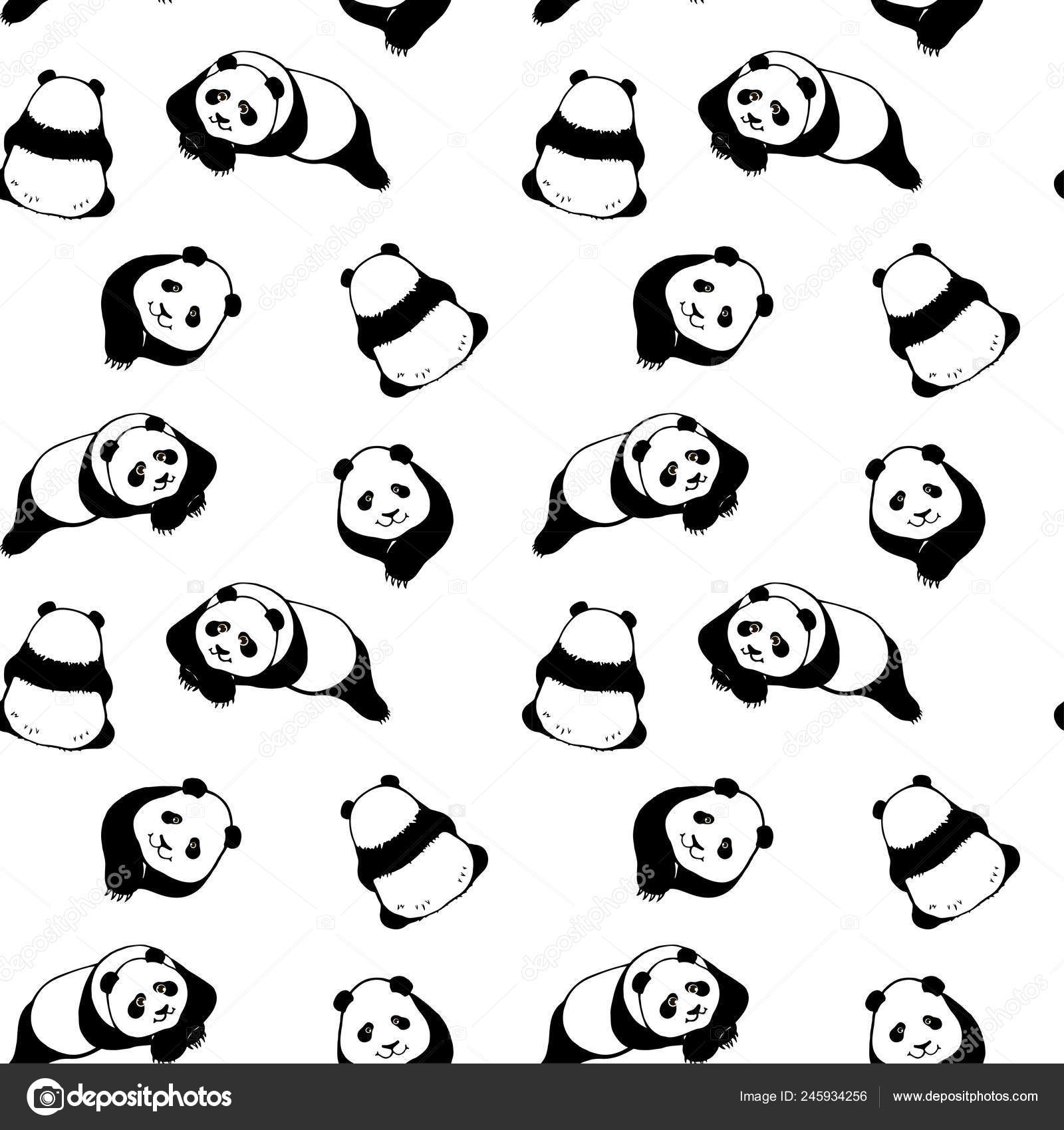 Hand Drawn Seamless Pattern Background Panda Vector Image By C Nemetse Vector Stock