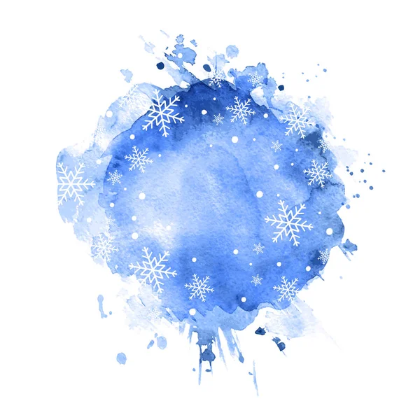 Fundo Aquarela Inverno Com Textura Respingo Neve Céu Azul Com —  Vetores de Stock