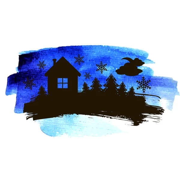 Paysage hivernal nocturne — Image vectorielle