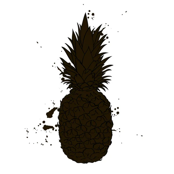 Silhouette ananas noir et blanc — Image vectorielle