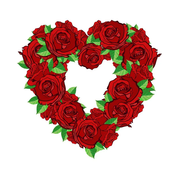 Heart of roses flowers — Stock Vector