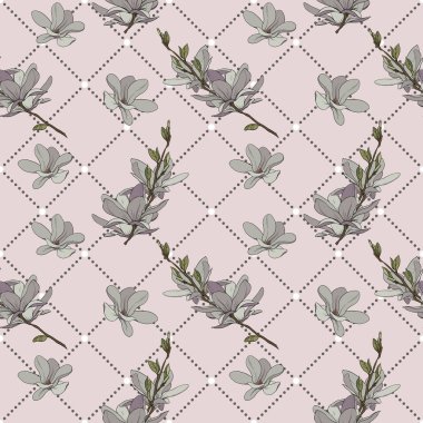 Manolya çiçek seamless modeli