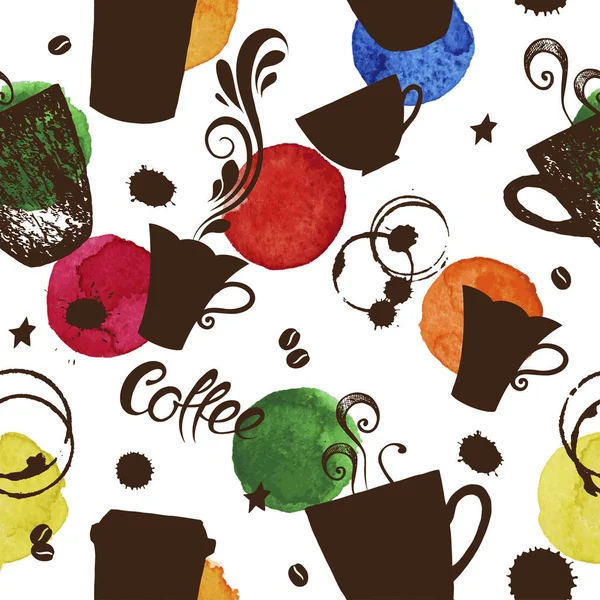 Motif sans couture avec des tasses de café — Image vectorielle