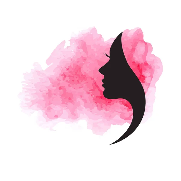 Vector Illustratie Van Womans Silhouet Met Mooi Haar — Stockvector