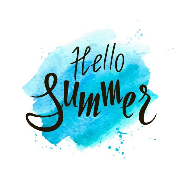 Aquarel Achtergrond Belettering Hallo Zomer Hallo Summe Typografisch Ontwerp Abstracte — Stockvector