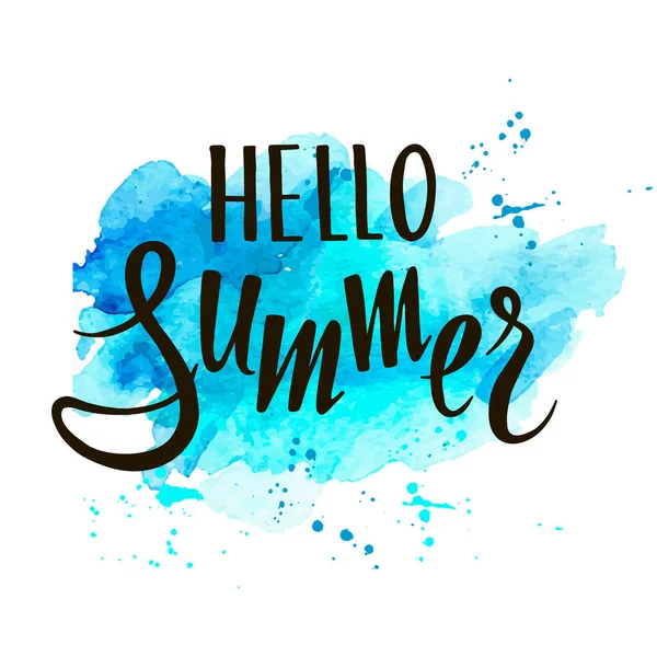 Aquarel Achtergrond Belettering Hallo Zomer Hallo Summe Typografisch Ontwerp Abstracte — Stockvector