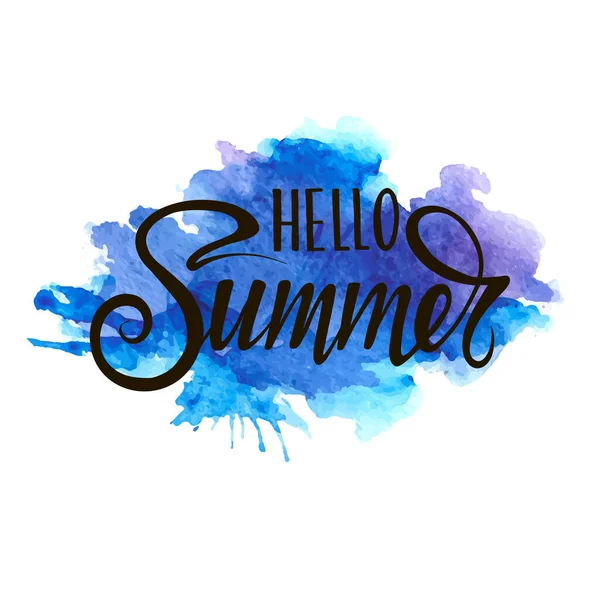 Aquarel Achtergrond Belettering Hallo Zomer Hallo Summe Typografisch Ontwerp Abstracte — Stockvector