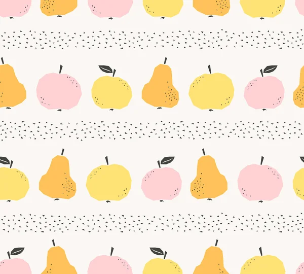 リンゴとナシのシームレスなパターン — ストックベクタ